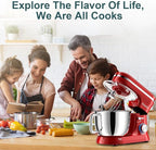 HOWORK Electric Stand Mixer,10+p Speeds With 6.5QT Stainless Steel Bowl,Dough Hook, Wire Whip & Beater,for Most Home Cooks,Bright Red