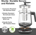 Glass Electric Kettle with Tea Infuser – 1.5L Stainless Steel, 1200W Rapid Boil, Temp & Programmable Control for Teas/Coffee – Black