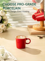 Sweese 3.5oz Porcelain Espresso Cups Set of 4, Mini Coffee Mugs Demitasse Cups - Red