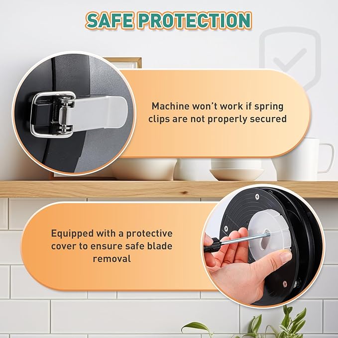 Newhai Commercial Scallion Slicer Spring Onion Chopper Electric Vegetable Cutter for Garlic Ginger Chili Potato Cucumber, 6000BPM, 200W, with 2 Back-up Blade Discs