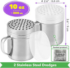 CUSINIUM 10oz Metal Parmesan Cheese Shakers with Large Holes - With Handle - Chili Flakes Dispensers - Pizza Shakers - Pack of 2 | Style: Coarse