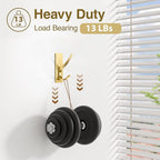 Self Adhesive Coat Hooks for Hanging, Heavy Duty Stainless Double Wall Hook for Towel, Backpack, Hat, Sturdy Metal Hanger for Bathroom, Bedroom, Door, Wall Mounted, 6-Pack, Brushed Gold