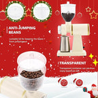 Electric Coffee Grinder Burr Espresso Coffee Bean Grinder Small Automatic Stainless Steel Coffee Mill With Brush, Creamy White