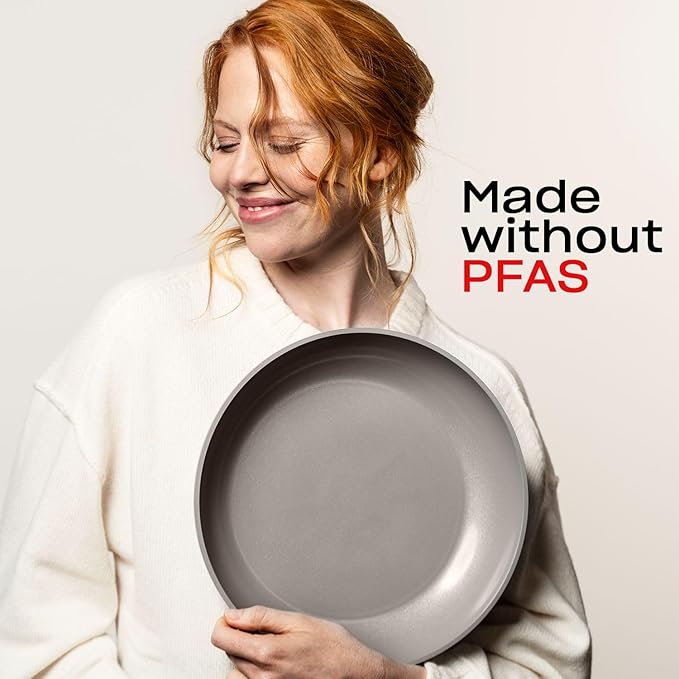 Fissler Ceratal Comfort Ceramic 10.2 Inch Non-Stick Frying Pan, Warm Grey, Made without PFAS