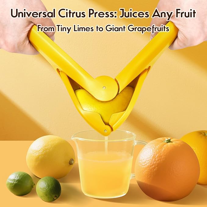 Manual Lemon Squeezer, Easy-to-Use, Very Sturdy, Lemon Juicer Squeezer to Squeeze Lemons, Yellow, HomeyVenture