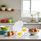 Egg Poacher, Microwave Egg Boiler Poacher, 2 Cavity Nonstick Poached Egg Maker With Lid, Egg Poacher Microwave Egg Cooker, Double Drain Poached Egg Cups Egg Poachers