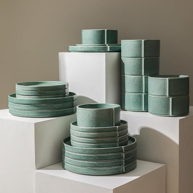Stone Lain Bao 24-Piece Dinnerware Set Stoneware, Green