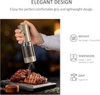 Electric Salt and Pepper Grinder Set with LED Power Display,Larger Capacity Salt and Pepper Shakers Set Rechargeable Electric with Flexible Coarsenes,LED Light,One Hand Operation for Kitchen(Khaki)