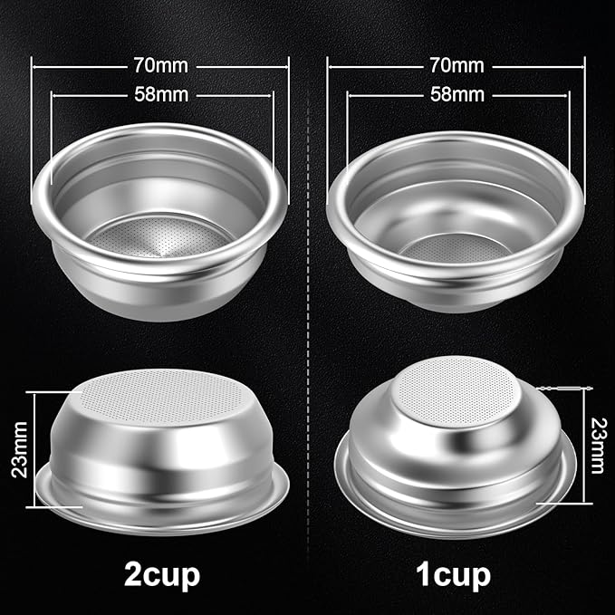 58mm Portafilter Basket Pressurized Filter Basket Stainless Steel Coffee Portafilter Basket Espresso Filter Basket (58mm-2)