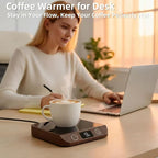 Coffee Mug Warmer, 20W Fast Heating & Constant Temperature Control, 6-Temp Settings, 1-12H Timer, Candle Warmer, Compatible with Various Cups for Coffee, Tea, Milk (Wood)
