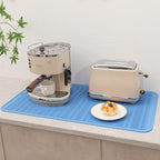 Silicone Dish Drying Mat for Multiple Usage,Easy clean,Eco-friendly,Heat-resistant Silicone Mat for Kitchen Counter or Sink,Refrigerator or Drawer Liner Lichen BlueL 4XL 32 inches x 18 inches