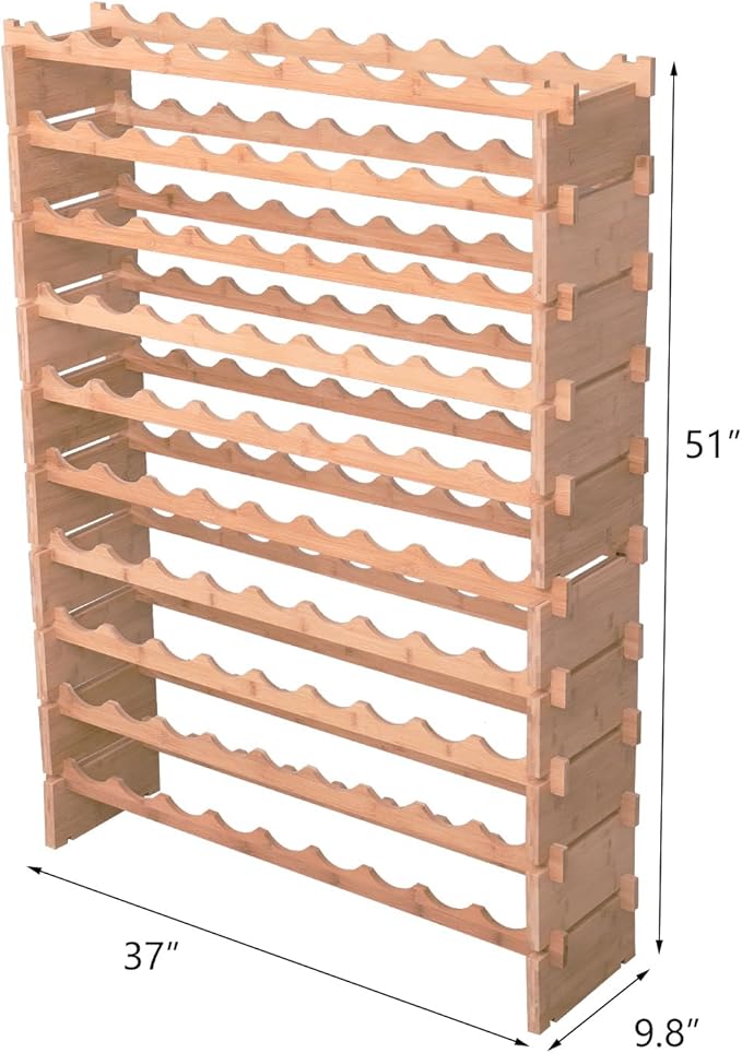 90 Bottle Stackable Storage Modular Wine Rack Cabinet Bamboo freestanding Floor Wine Holder Display Shelves