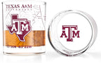 Greenline Goods – University of Texas A&M Aggies College Whiskey Glasses (Set of 2), 10 oz – Full-Color Logo + Campus Map