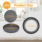 Beasea Mini Tart Pans for Baking, 2pcs 8 Inch Tart Pan with Removable Bottom Small Non Stick Carbon Steel Quiche Pie Pans for Oven Baking
