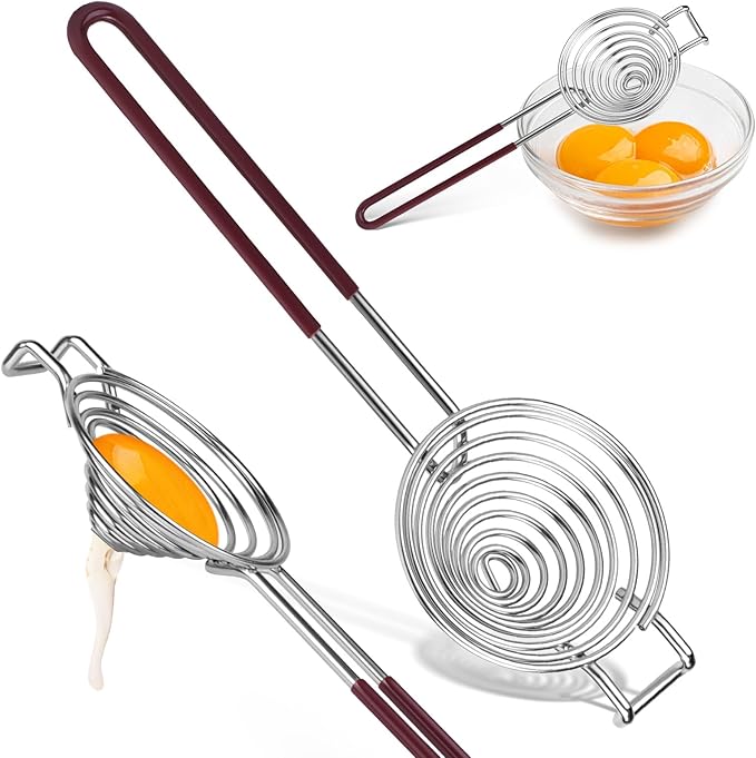 Stainless Steel Egg Separator,Egg Yolk & White Separator Tool with Long Handle,Sifting Filter Egg Divider,Kitchen Gadget for Baking Cooking
