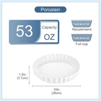 LOVECASA Porcelain Pie Pan Quiche Baking Dish,10 Inch Non-Stick Round Pie Dish Quiche Pan,Tart Pan with Ruffled Edge,Pie Plate for Apple, Quiche, Pot Pies, Tart,Set of 2, White