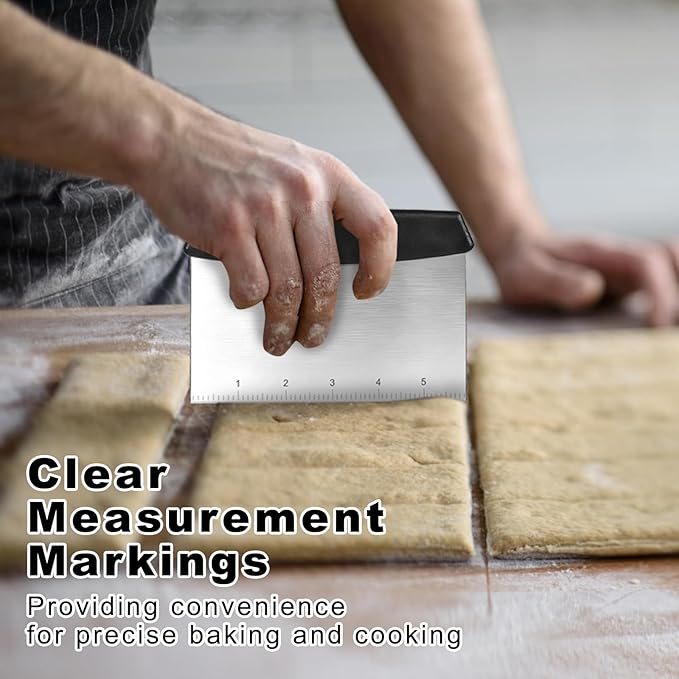 Bench Scraper,Dough Scraper,Premium Stainless Steel Dough Cutter with Measuring Scale,Multi- Purpose Food Scraper for Pastry,Cake,Pizza,Bread,Cooking
