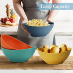 65 OZ Wheat Straw Bowls Set of 4, Large Unbreakable Salad Bowls, Microwave & Dishwasher Safe Serving Bowl, Kitchen Bowl Mixing Bowl for Salad, Cereal, Soup and Oatmeal (Multicolor)