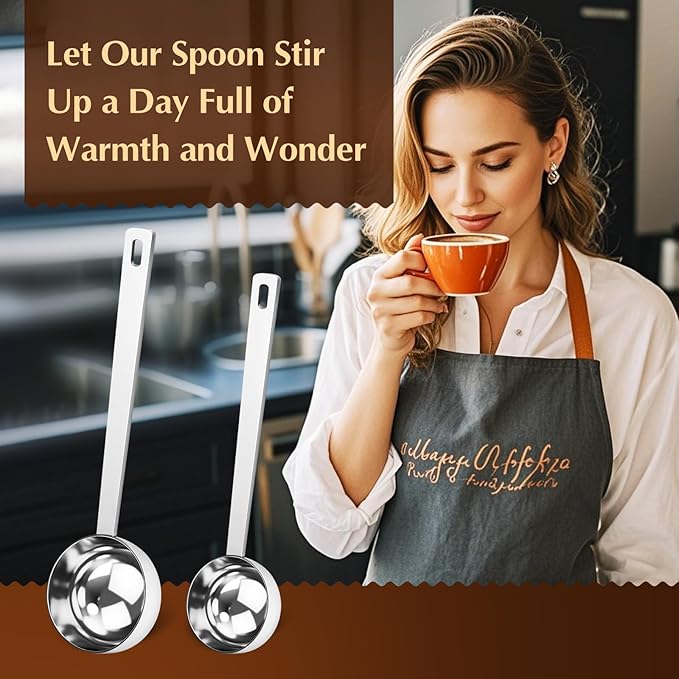 4ps Coffee Scoop, 15 & 30 ML Stainless Steel Tablespoon Measuring Spoon, Long Handle Tablespoon for Ground Coffee Tea Protein Powder Espresso