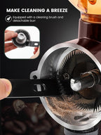 Huanyu Stainless Steel Coffee Grinder Electric with 8 Grinding Settings Flat Burr Coffee Grinder Adjustable Burr Coffee Grinders for Home Use Red