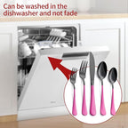 20-Piece Purplish Red Silverware Set 18/0 Stainless Steel Black Silverware Set Purplish Red Handle Cutlery Black Set Service for 4 Dinner Knives Forks Spoons Flatware Set Dishwasher Safe