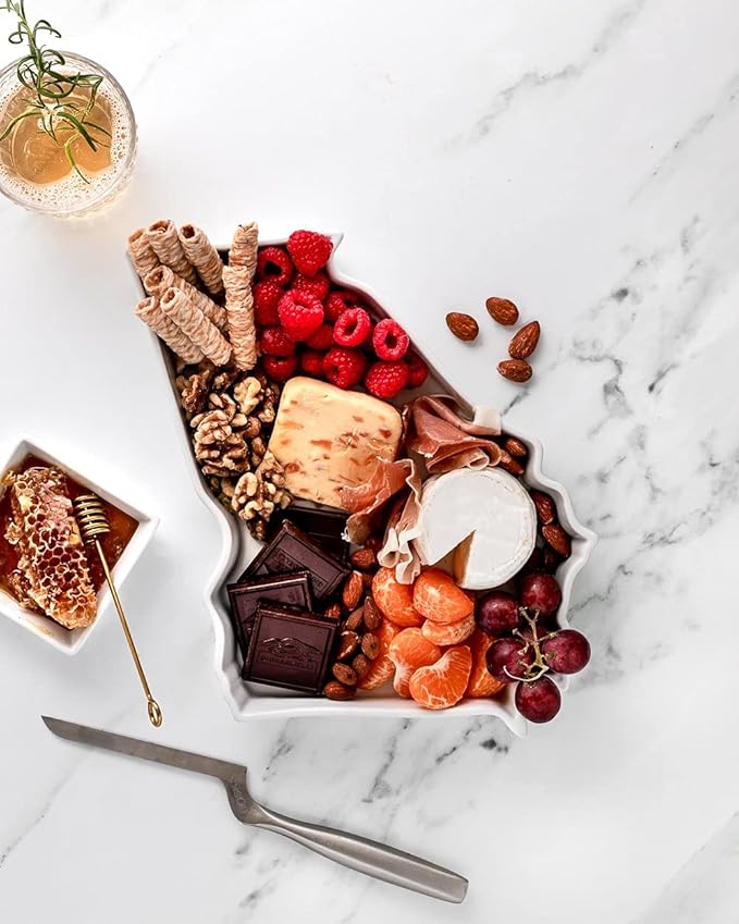 Georgia Shaped Baking Dish, Serving Platter or Decorative Tray Charming Porcelain Bakeware Oven Microwave and Dishwasher Safe