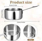 Stainless Steel Butter Warmer Measuring Pan 0.5 Quart Small Sauce Pan 18/10 Tri-Ply Stainless Steel Saucepan with Dual Pour Spouts