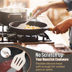 E-far Silicone Cooking Utensils Set, 7-Piece Khaki Heat Resistant Kitchen Utensils Set, Kitchen Nonstick Tools Spatula Ladle Spoon Pasta Server for Non-stick Cookware, Non-Toxic & Dishwasher safe