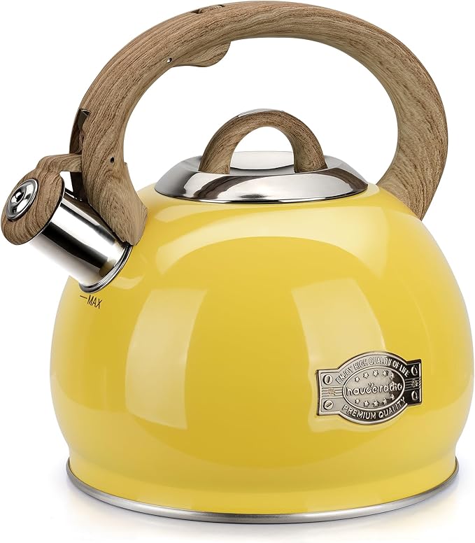Tea Kettle for Stovetop, 2.7 Quart Loud Whistle Stovetop Teapots,Food Grade Stainless Steel Tea kettles for Stove Top with Anti-hot Ergonomic Handle,Suitable for All Heat Sources,Yellow