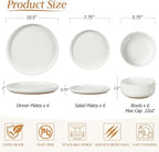 LIANYU 18-Piece Dinnerware Sets for 6, Stoneware Dinner Plates and Bowls, Kitchen Dining Dishes Set, Dishwasher & Oven Safe, Snowy White