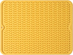 Silicone Dish Drying Mat for Multiple Usage,Easy clean,Eco-friendly,Heat-resistant Silicone Mat for Kitchen Counter or Sink,Refrigerator or drawer liner Yellow L 16 inches x 12 inches