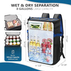 Large Backpack Cooler 36 Can Cooler Backpack with 2 Insulated Compartments Leak Proof Waterproof Travel Backpack, Camping Beach Picnic Lunch Thermal Bag for Women and Men