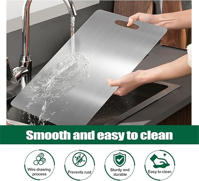 Titanium Cutting Board, 2025 New Upgrade 100% Pure Titanium Cutting Boards for Kitchen, Double Sided Non Stick Chopping Board for Cutting Meat Vegetable Fruit, Easy to Clean (M)