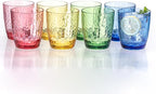 15oz Colorful Acrylic Glasses Drinkware (Set of 8), Hammered Design Unbreakable Plastic Tumblers, Reusable Plastic Drinking Glasses Cups, Stackable, BPA-Free, Dishwasher-Safe…