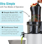 Shine Kitchen Co. SJX-1 Easy Cold Press Juicer with XL Feed Chute and Compact Body (White)