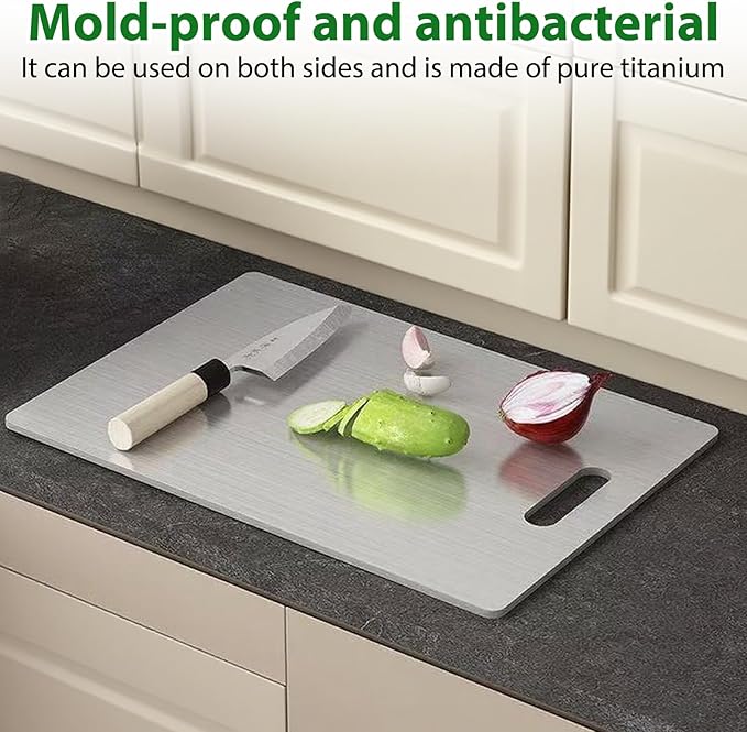 Katuchef Cutting Board, Katuchef Titanium Cutting Board, Cutting Boards, Stainless Double Sided Steel Cutting Boards for Cutting Meat Vegetable Fruit (13.4"L x 9"W)