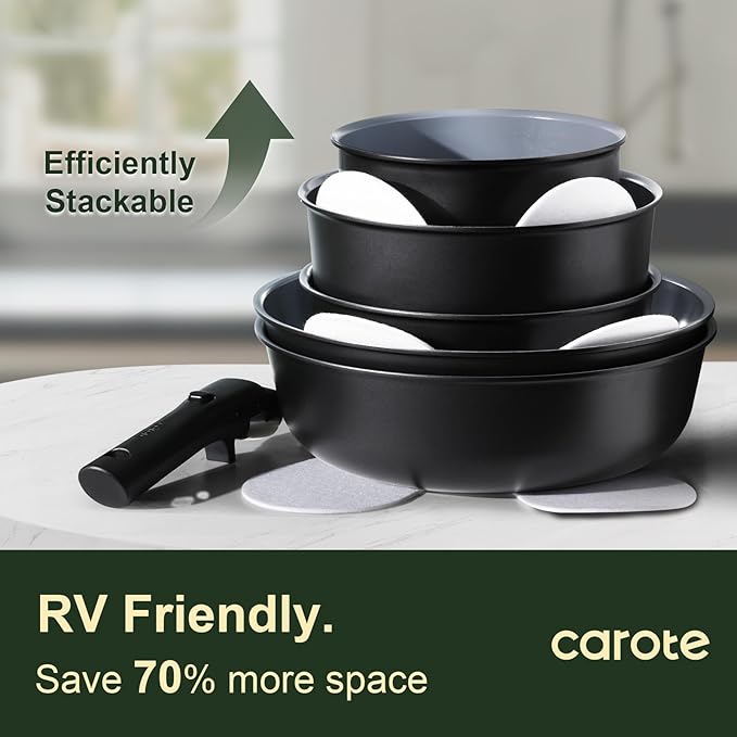 CAROTE 17PCS Ceramic Cookware Sets, Black and Gray, Pots and Pans Set Non Stick Non Toxic, Induction Cookware, Kitchen Cookware Sets, Pots Set for Healthy Cooking