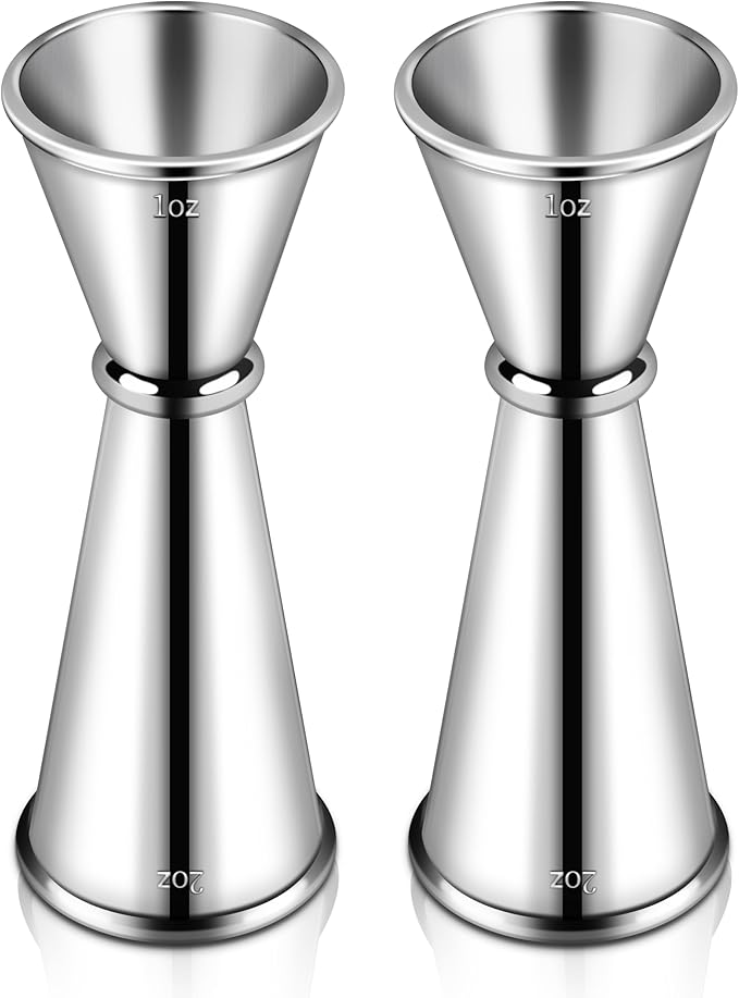 2 Pcs Jigger for Bartending, Premium 304 Stainless Steel Jigger 2 oz 1 oz, Professional Heavy-Duty Double Jigger, Cocktail Jigger, Cocktail Measuring Cup