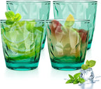 Topsky 10 oz Plastic Water Tumblers | Set of 4 Transparent Unbreakable Drinking Glasses Clear Acrylic Reusable Juice Wine Cups for Home Picnic Party, Dishwasher Safe, Stackable (Light Green)