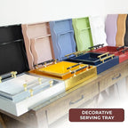 Set of 2 Serving Tray with Handles - for Coffee Table, Breakfast, Dinner Kitchen Living Room Bedroom, Home Decor for All Occasions, Red, Size S+M