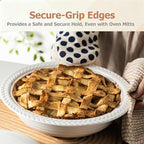 Deep Dish Pie Pan with Lid, 11 inch Ceramic Pie Dish, Round Baking Dish for Apple, Quiche, Pot Pies, Tart, etc, Microwave, Dishwasher, and Oven Safe