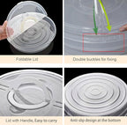 12inch 2 Pack Food Storage Container with Lid and Handle, Reusable 2 Compartments Pizza Slice Storage Container, Round Pie Carrier Leftover Pizza Keeper for Food Cake Cheesecake Tortilla Pastry