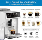 Kenmore Fully Automatic Coffee Maker - with Grinder, Milk Frother & Steamer, Auto Tamper, Descaler Expresso Machine, cafeteras electricas modernas machines For Home/Office White