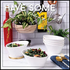 Vikko White Pasta Bowls, Set of 6 Fine Porcelain Salad Bowls, 18 Ounce Elegant White Bowls for Kitchen, Dishwasher Safe Bowl Plates