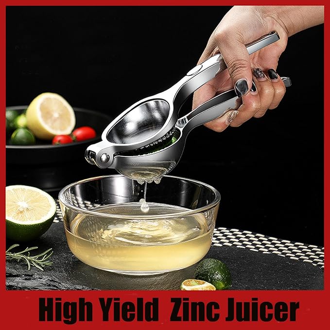 Lemon Squeezer, Heavy Duty Zinc Manual Lemon Juicer, Threaded Groove Fresh Small Oranges Limes Juicer Hand Press Manual Citrus Juicer Press for Home Restaurant Kitchen Accessories Utensils(Sliver)