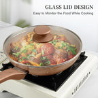 Healthy Nonstick Granite Cookware Set - 3 Pcs, Induction Skillets With Lids, PFOA Free, No Toxic Egg Omelette Frying Pan