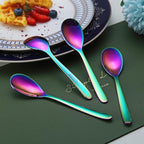 Rainbow Demitasse Espresso Spoons, 5.5'' Mini Coffee Spoons, Set of 6, Stainless Steel, Dishwasher Safe