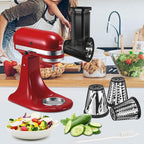 Slicer Shredder Attachments for KitchenAid Stand Mixer Cheese Grater Vegetable Chopper Salad Shooter Grater Food Slicer Accessories for KitchenAid with 4 Blades