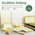 Larder & Vine 8-Piece Bakeware Set | Non-Stick Baking Set with Ceramic Finish | PFAS, PFOA, PTFE, and BPA Free Baking Essentials | Baking Sheets, Muffin Tins and Assorted Baking Pans | Limoncello