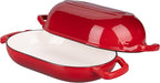 Enameled Cast Iron Sourdough Bread Oven, Dutch Oven, Loaf Cast Iron Bread Pan for Homemade Bread Baking, Meatloaf Pan with Lid, 5QT, Red